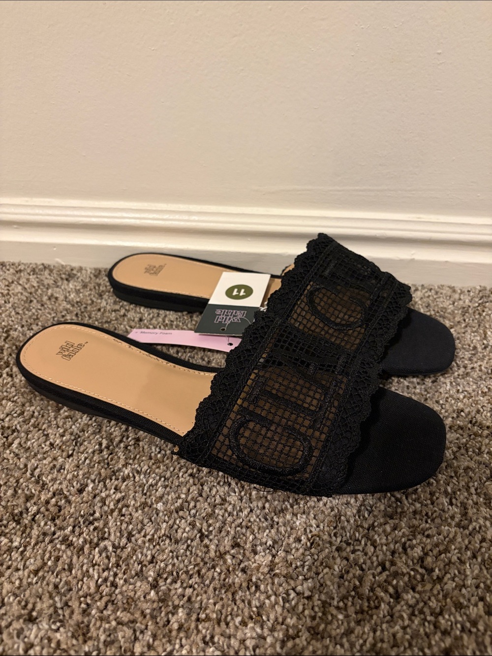 Women's Black Ciao Crochet Slide Sandals